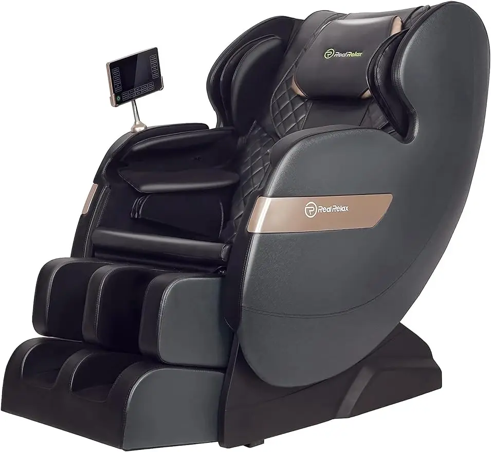 Real Relax 2024 Massage Chair of Dual-core S Track, Full Body Massage Recliner of Zero Gravity with APP Control, Black and Gray