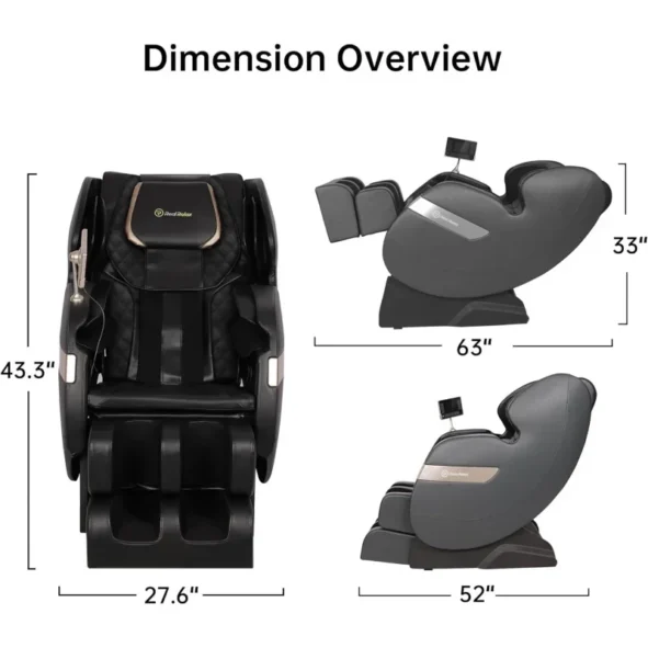 Real Relax 2024 Massage Chair of Dual-core S Track, Full Body Massage Recliner of Zero Gravity with APP Control, Black and Gray - Image 3